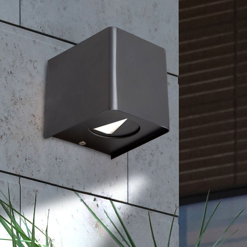 Nowa - Außenleuchte Fassadenlampe Wandlampe schwarz Balkonleuchte Wandleuchte, led 2x 2 Watt 200Lm warmweiß, LxBxH 10x10...