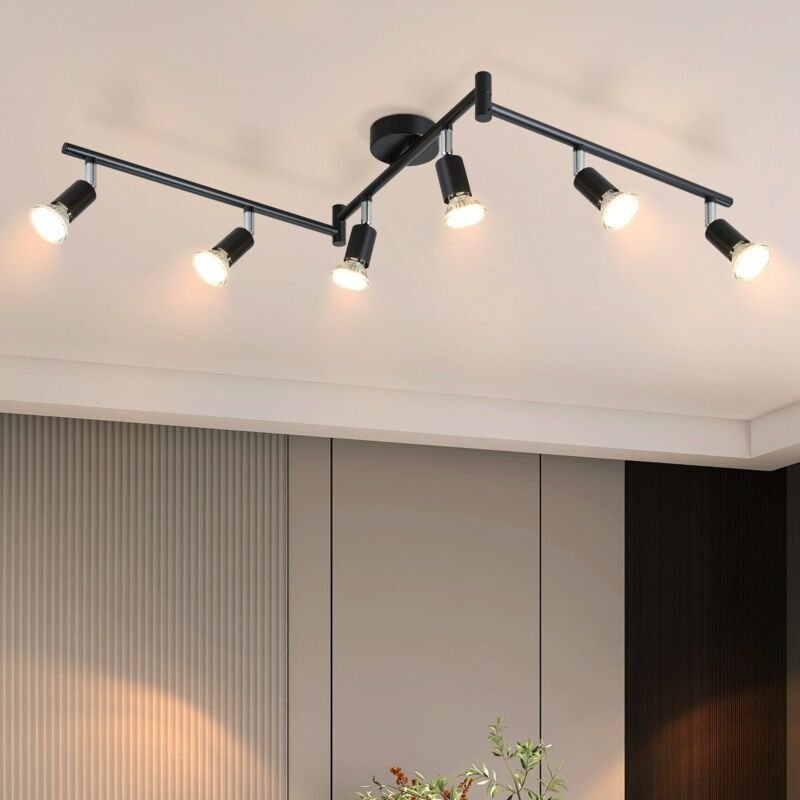 Led Deckenstrahler 6 Flammig Wohnzimmer 2er- Schwarz Deckenleuchte Modern Deckenlampe GU10 Deckenspot Schwenkbar 330°Dre...
