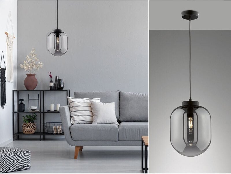 Fischer&honsel - Pendelleuchte regi Industrial 1-flammig Rauchglas Glaskugel, ø 24cm