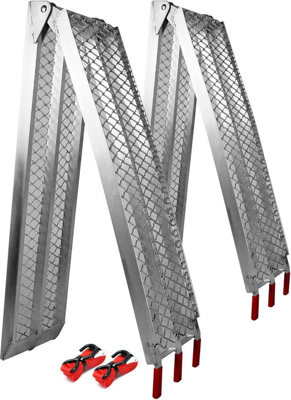 Thumbnail - Wiltec - 2x Auffahrrampe 226 cm 680 kg für Quad atv Motorrad, Aluminium Auffahrschiene faltbar, Verladerampe rutschsiche...