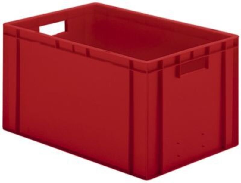 LA-KA-PE Transport-Stapelkasten B600xT400xH320 mm rot, geschlossen mit Griffloch