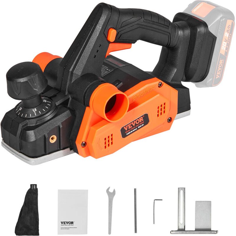 Akku-Hobel 20V Handhobel 82mm Breite Hobelmaschine 2mm Hobeltiefe Elektrohobel 16500U/min Einhandhobel mit HSS-Klingen u...