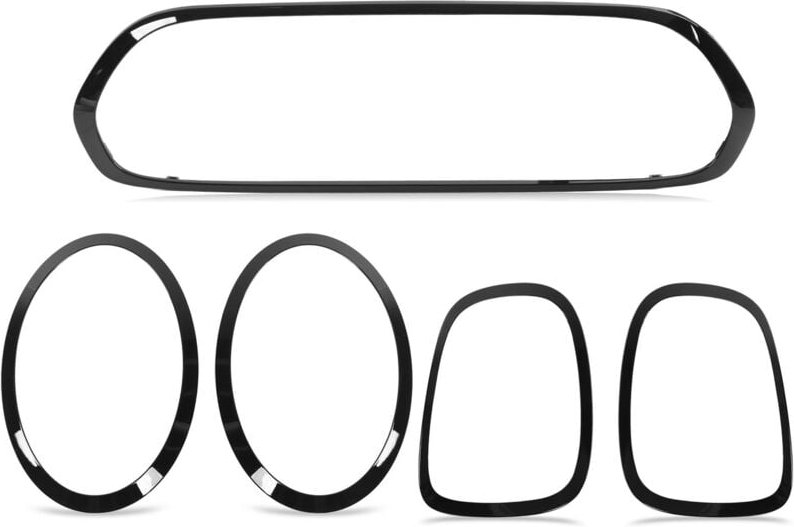 5 Stück glänzend schwarze Scheinwerfer-Rücklicht-Kühlergrill-Umrandungsabdeckungen Ersatz für Mini F55 F56 F57 One Coope...