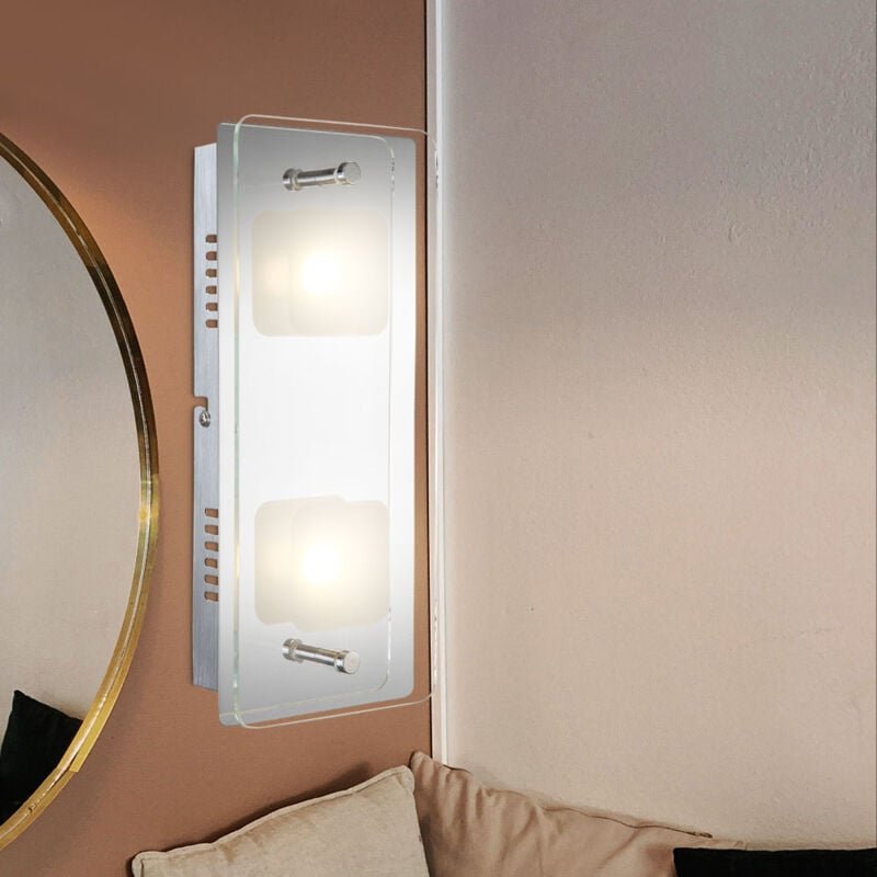 Led Wandlampe Wandleuchte Wohnzimmerleuchte Schlafzimmerlampe Flurleuchte, Metall Glas silber, 2 Flammig, 5W 400Lm 3000K...