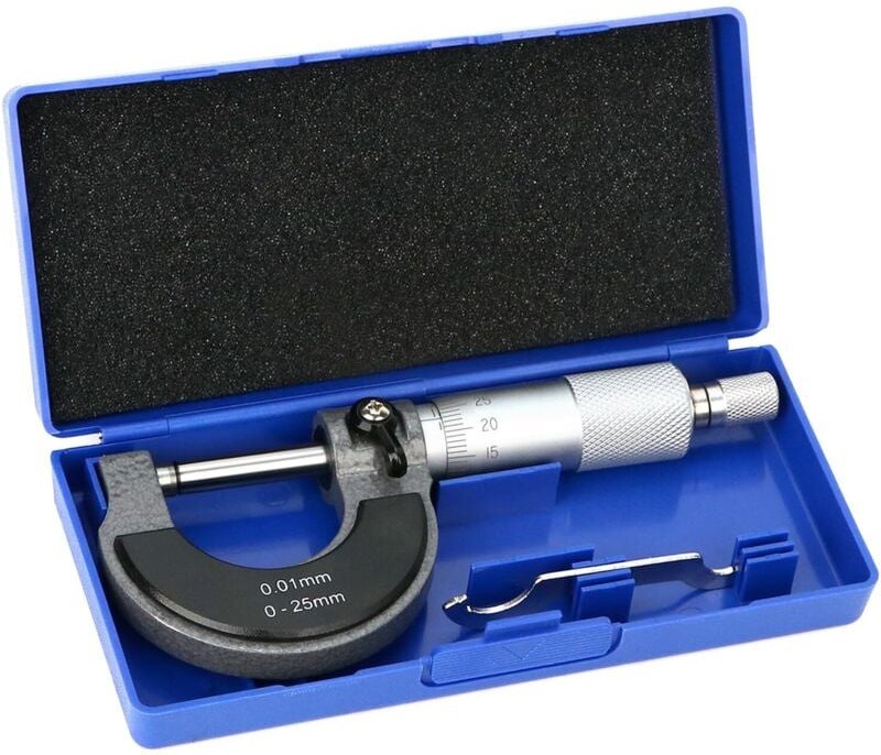 Außenmikrometer, Mikrometer, hochpräzise Messung 0–25 mm, Auflösung 0,01 mm