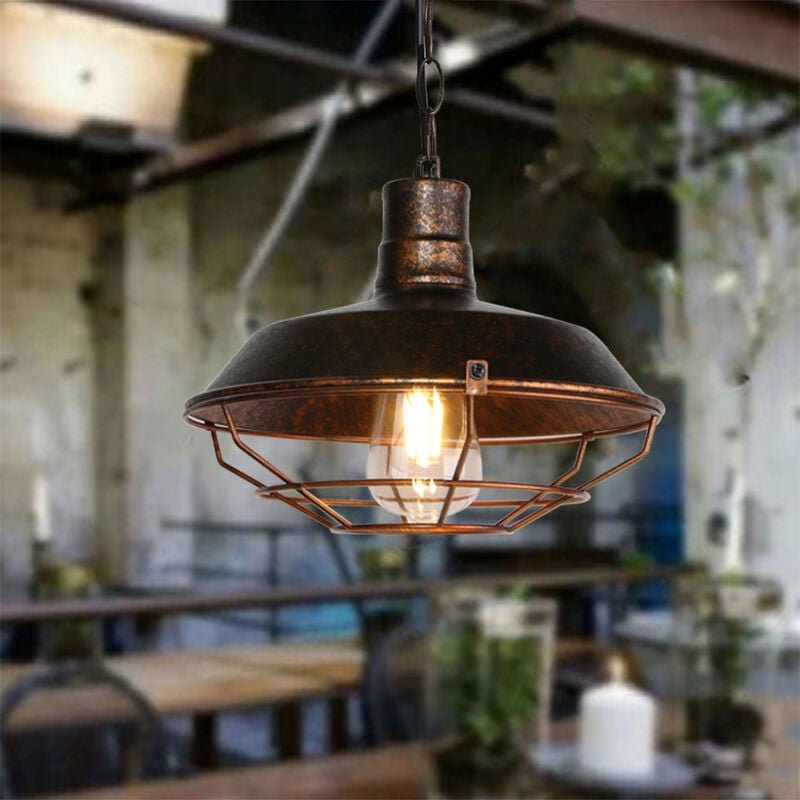 Pendelleuchte Vintage, Lampenschirm Aus Eisen, Hängelampe im Industrieller Stil, Retro Bronze Kronleuchter E27 Edison fü...