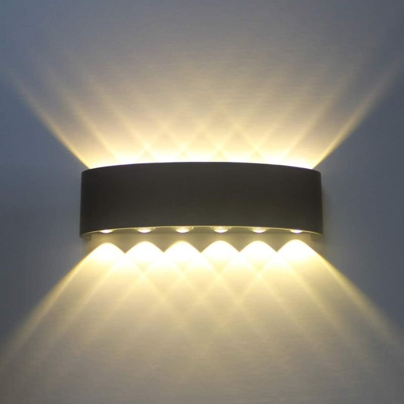 Schwarze LED-Wandlampe für den Innenbereich, modern, 12 w, Wandleuchte aus Aluminium, Up-Down-Strahler, Nachtlicht für W...