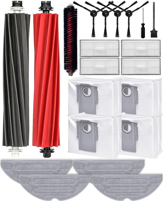 21-teiliges Zubehörset für Roborock S8 PRO Ultra, 2 Hauptbürsten, 4 Seitenbürsten, 4 Staubbeutel, 4 HEPA-Filter, 4 Wisch...