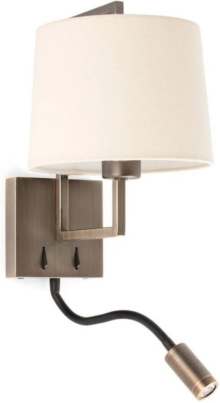 FRAME Wandleuchte innen altgold matt/beige mit LED-Leser 20173-02