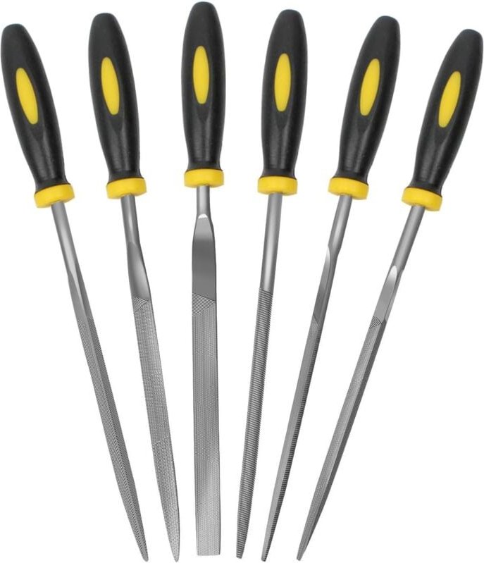 Ersandy - 6-teiliges Feilenset, 5,5-Zoll-Nadelfeilen, Feilenset aus Kohlenstoffstahl mit 3 mm Durchmesser und Griff, gee...