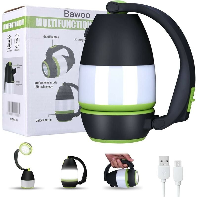 LED-Campinglaterne, multifunktionale Campinglampe, 2000 mAh, für Zelte, Angeln, Wandernotfall