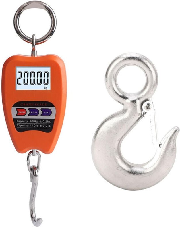 Elektronische Hakenwaage, 200 kg, klein, orange, kabellos, industrielle Fischereiwaage für kommerzielle Landwirtschaft +...