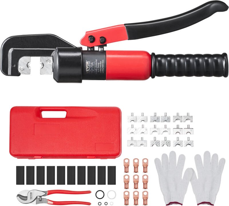 VEVOR Hydraulische Crimpzange Kabelschuhzange 4-70 mm², Aluminium / Kupfer-Anschluss Crimpzange zum Kabelcrimpe, 9 Forme...