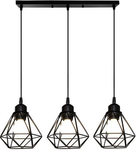 Thumbnail - 3 Flammig Kronleuchter Industriell in Rautenform Pendelleuchte Deckenlampe Metall E27 Leuchter für Küche Schlafzimmer Re...