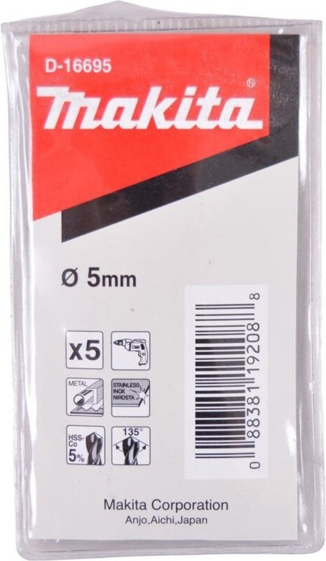 Hss Co Metallbohrer, ø 5,0 mm, Länge 86 mm, 5 Stk. - Makita