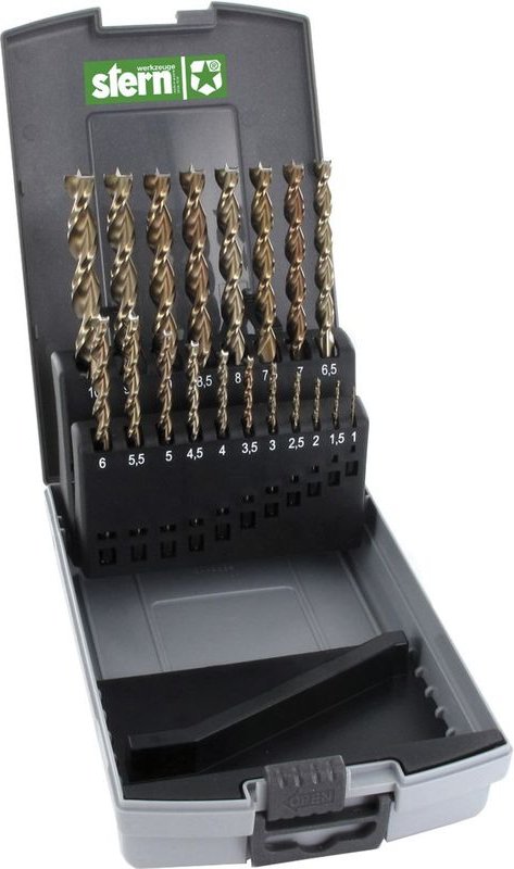 Holzspiralbohrer-Kassette Nr, 307 hs Bohrer ø 1-10 mm 19-teilig - Stern