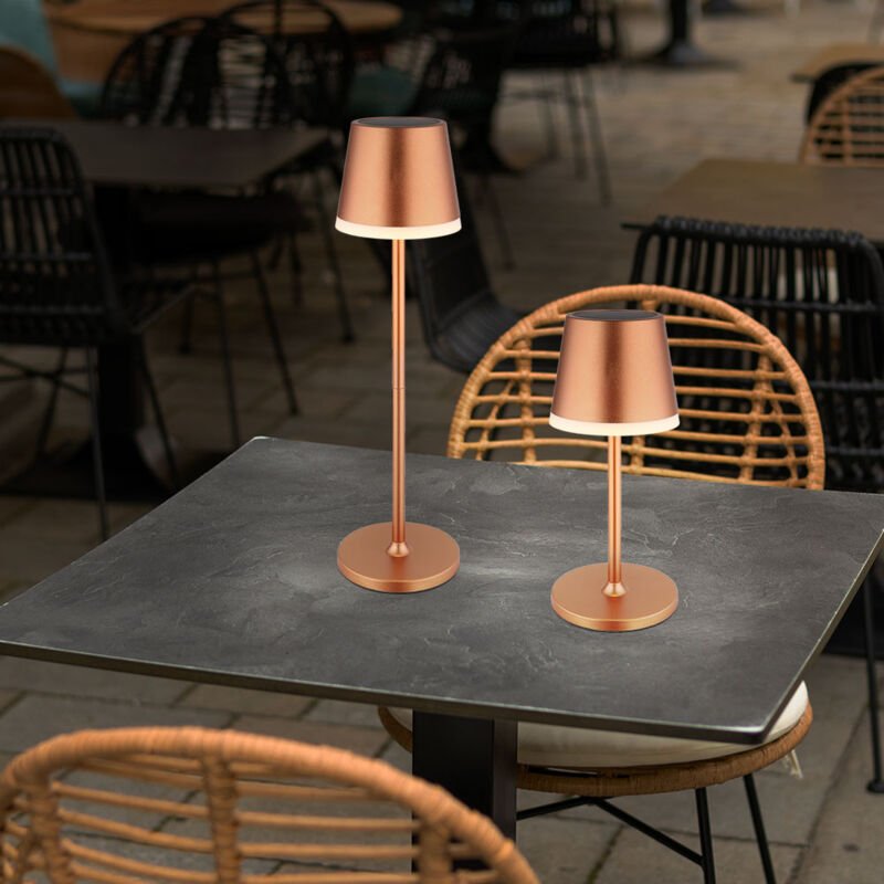 Tischlampe Solarleuchte led Außenleuchte champagner Akku Gartenleuchte Terrassenlampe, Metall Kunststoff satiniert, spri...