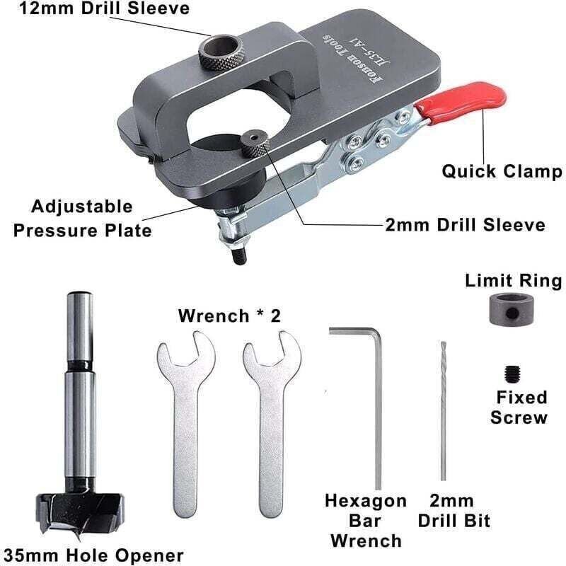 35-mm-Scharnierschablone, Scharnierschablone für Schranktüren, Schablone für verdeckte Scharniere, Lochzange, Bohrschabl...
