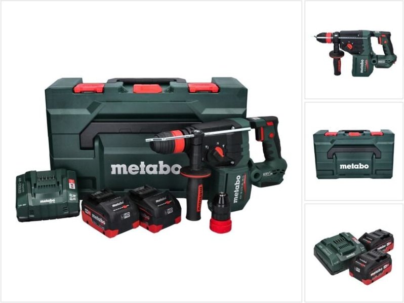 Metabo - Akku-Kombihammer kh 18 ltx bl 28 q, incl. 2x Akku LiHD 5,5 Ah, Schnellladegerät, Zubehör x