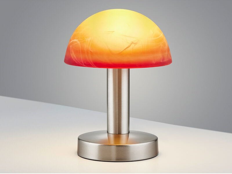 Trio Leuchten - Tischleuchte fynn ii mit Touchfunktion, Silber & Schirm Orange-Weiß, Höhe 21cm