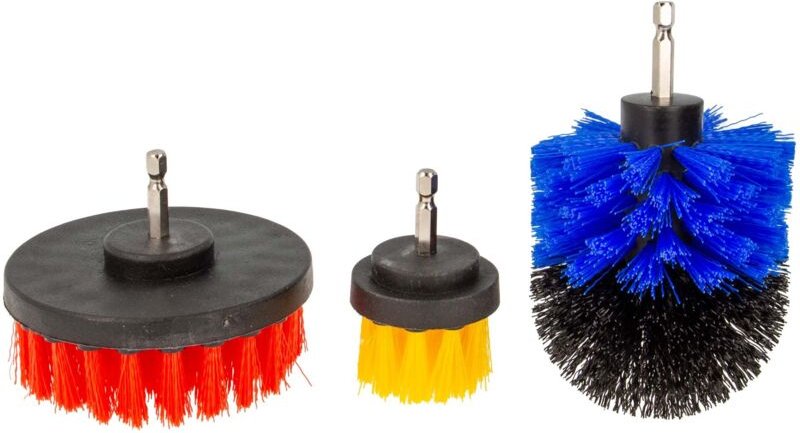 MASTERPROOF PROFESSIONAL Bürstenaufsatz, 3-teilig, mit Sechskantaufnahme - für Bohrmaschine Akkuschrauber, 312