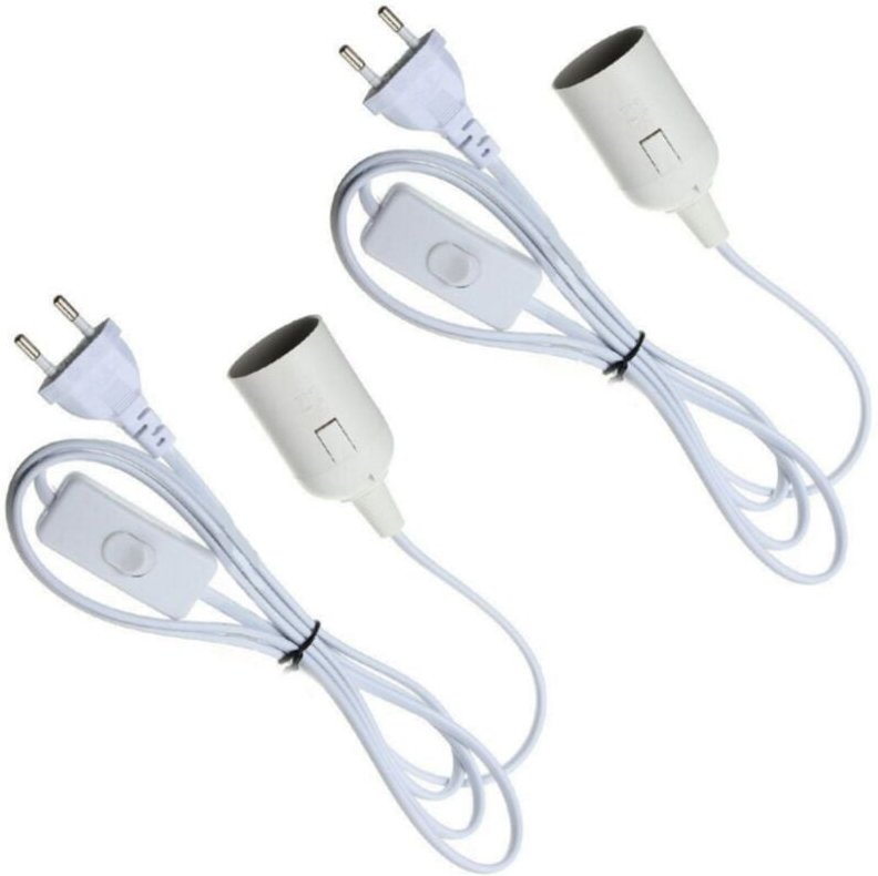 1,8 m (2 Stück) LED-Leuchten, E27-Fassung mit Drahtbirnen-Lampenfassung mit Kabel, Steckdose und Schalter - Ccykxa