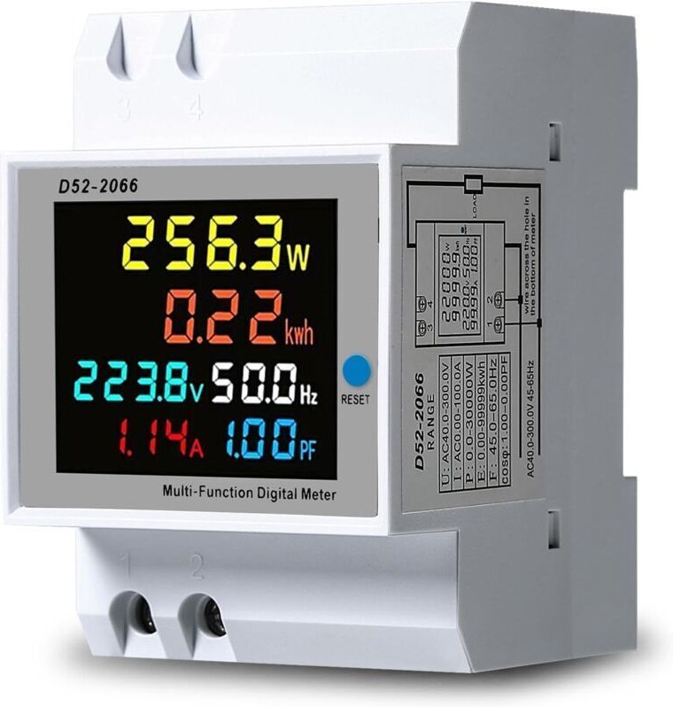 Odipie - Stromzähler Verbrauch, 100A 6 In1 Din Rail 220V Spannung Strom Leistung Frequenz Faktor Meter, AC40-300V Eingeb...