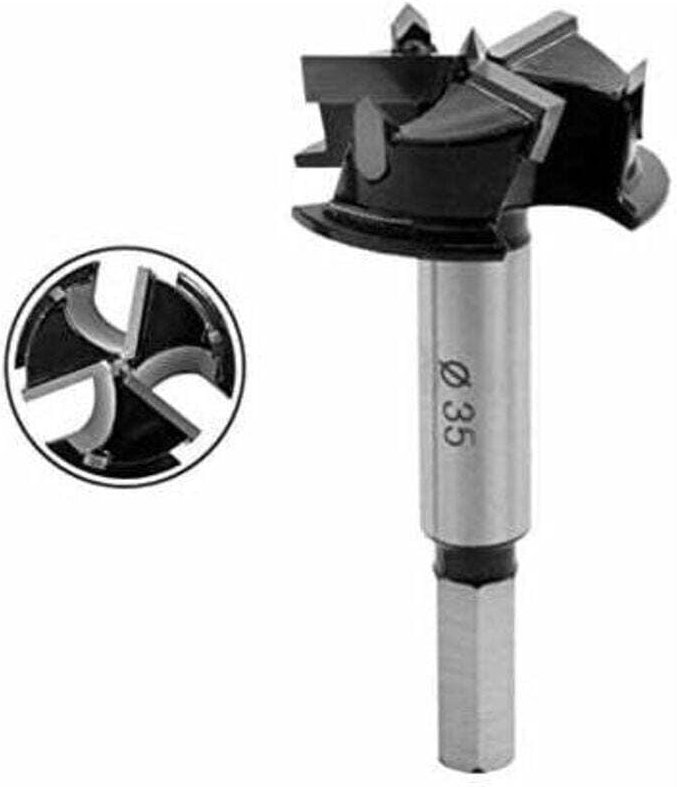 Forstnerbohrer 35 mm, Scharnierlochbohrer, Forstner-Hartmetallbohrer für Holzbearbeitung, Möbel, Türscharnierloch. (KKQ-...