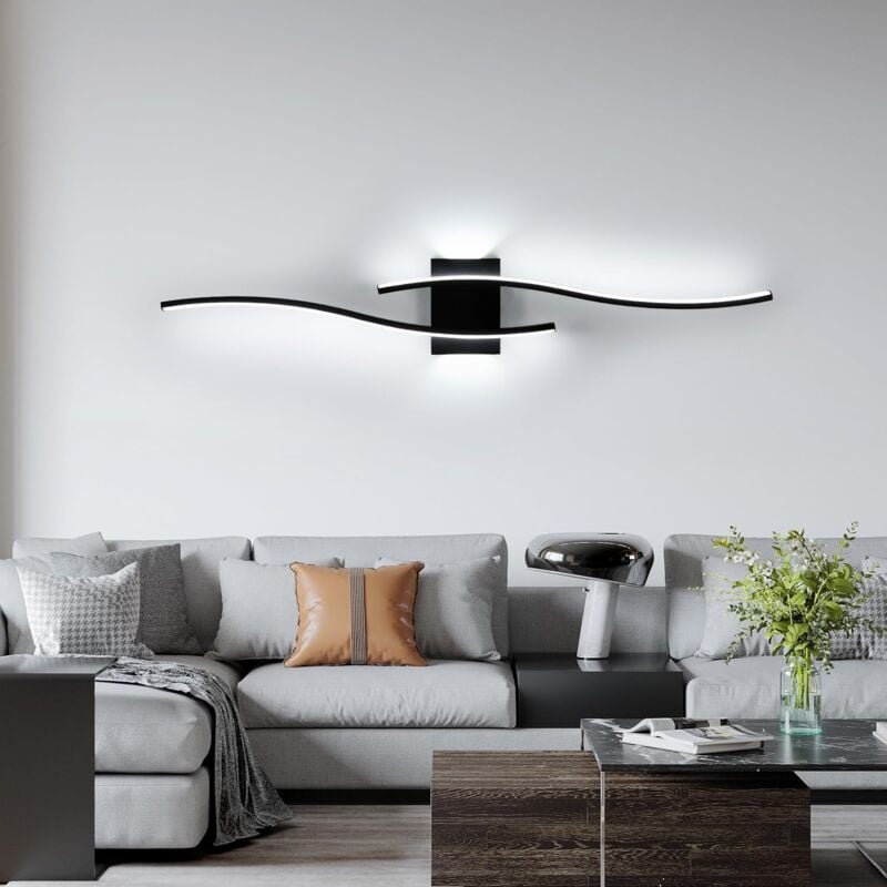 LED-Innenwandleuchte, 27 W, 3000 lm, einfache Linien, moderne Wandleuchte, 6500 K kaltweißes Licht, schwarze Innenwandle...