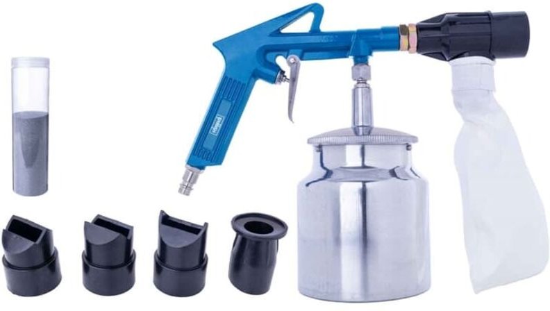 Scheppach - Druckluft Sandstrahlpistole 4bar Düsen Strahlmittel Auffangbeutel