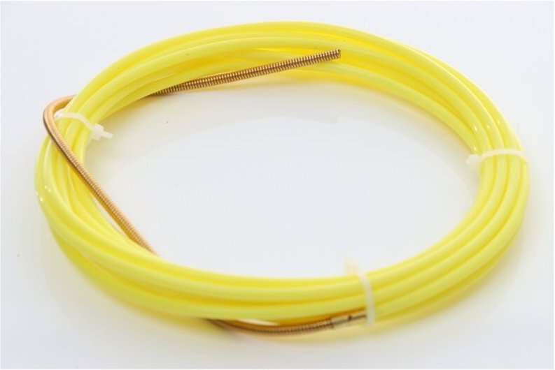 ELMAG PTFE-Seele 5,5 m gelb, f. Alu-, Edelstahl u. Miglötdraht Ø 1,2 - 1,6 mm, mit Führungsspirale, Haltenippel & O-Ring