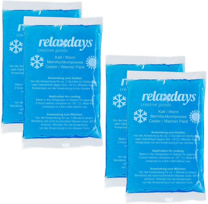Thumbnail - Kühlpads, 4er Set, Kalt-Warm-Kompressen, 9 x 15 cm, Erste Hilfe, wiederverwendbare Gelkühlkompressen, blau - Relaxdays
