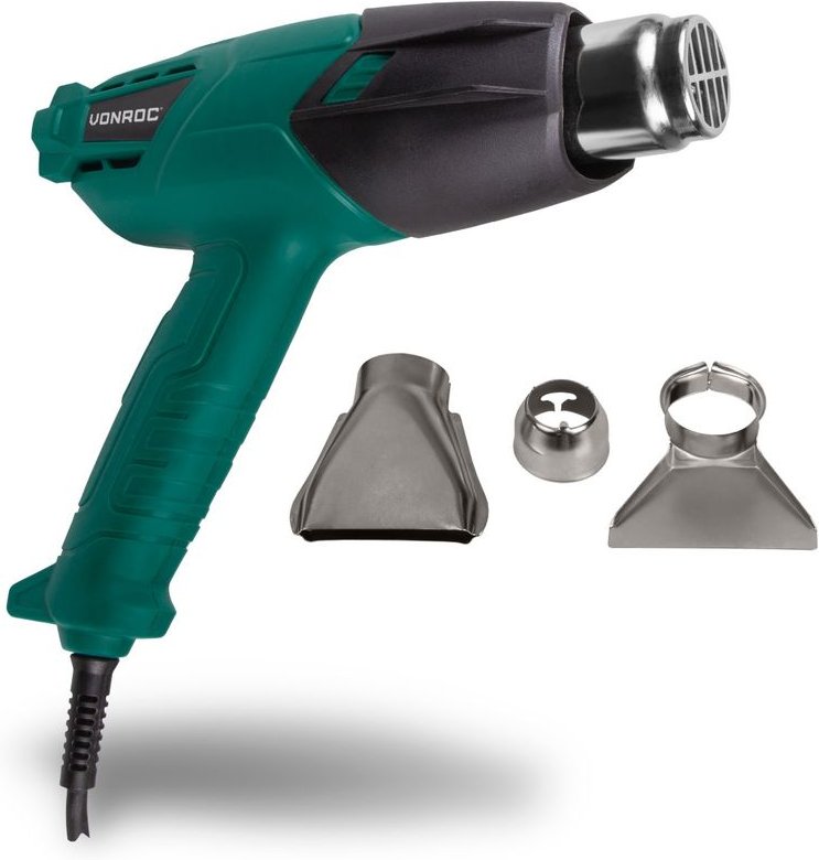 Vonroc - Heißluftpistole 2000W - 3 Temperaturstufen Incl. Zubehör und Aufbewahrungstasche