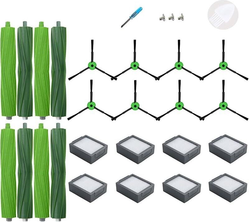 FOREHILL kompatible Ersatzteile für Roomba EIJ Serie i7 i7+ i3 i3+ i4+ i6 i6+ i8 i8+ j7 j7+ j9 j9+ E5 E6, 4 Borstenbürst...
