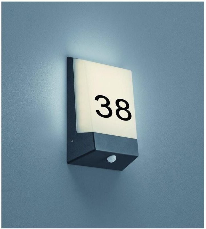 Trio - led Hausnummernleuchte kasai Anthrazit mit Dämmerungssensor, Höhe 21cm