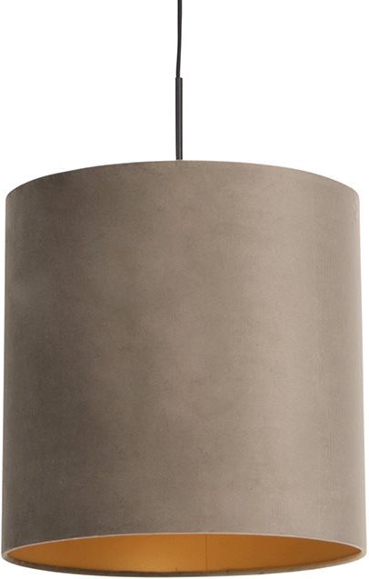 Hängelampe mit Samtschirm taupe mit Gold 40 cm - Combi
