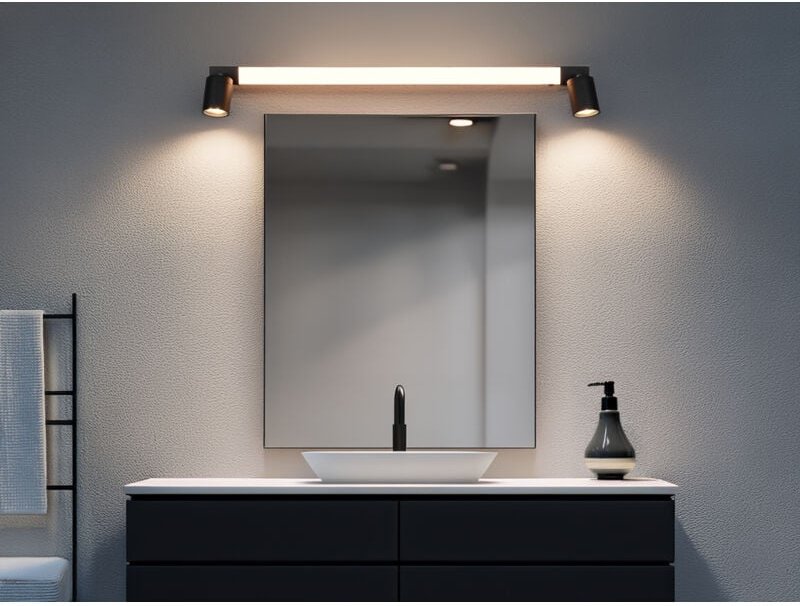 Led Bad Spiegelleuchte enrico mit 2 Strahlern & Schalter, Schwarz b: 90cm