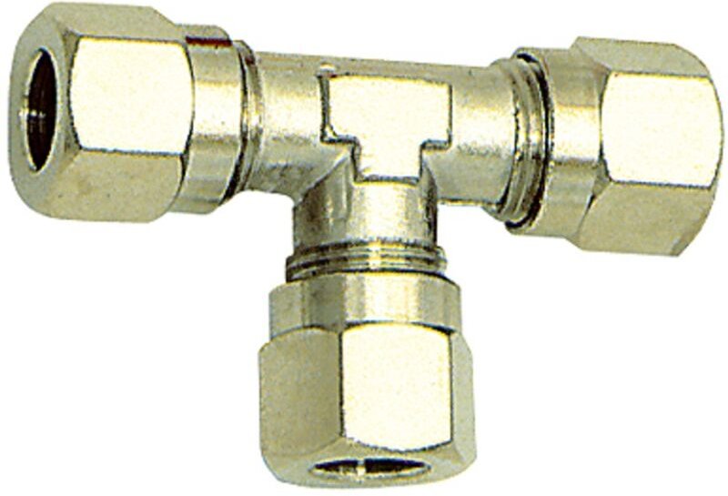 T-Verschraubung, Rohr-Außen-Ø 6 mm, sw 9, SW1 12, Messing vern. - Riegler