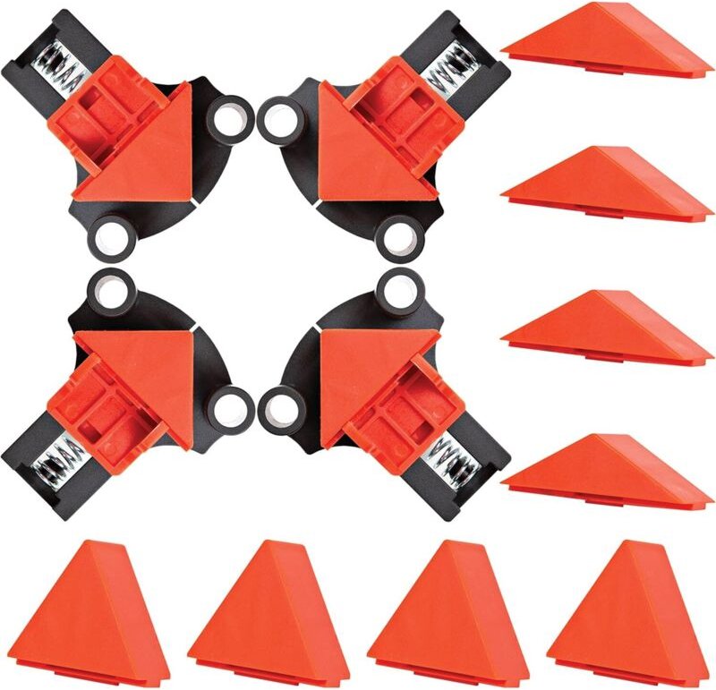 4er-Set Winkelklemmen für die Holzbearbeitung – 4 rechtwinklige Klemmen, einstellbar auf 60, 90 und 120 Grad – Winkelkle...