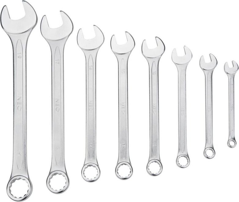 8 tlg. Ring-Maulschlüsselset 6-19 mm CrV, DIN 3113