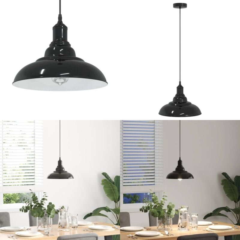 Thumbnail - Pendelleuchte Höhenverstellbar E27 Schwarz Glänzend ø 31 cm - Vidaxl