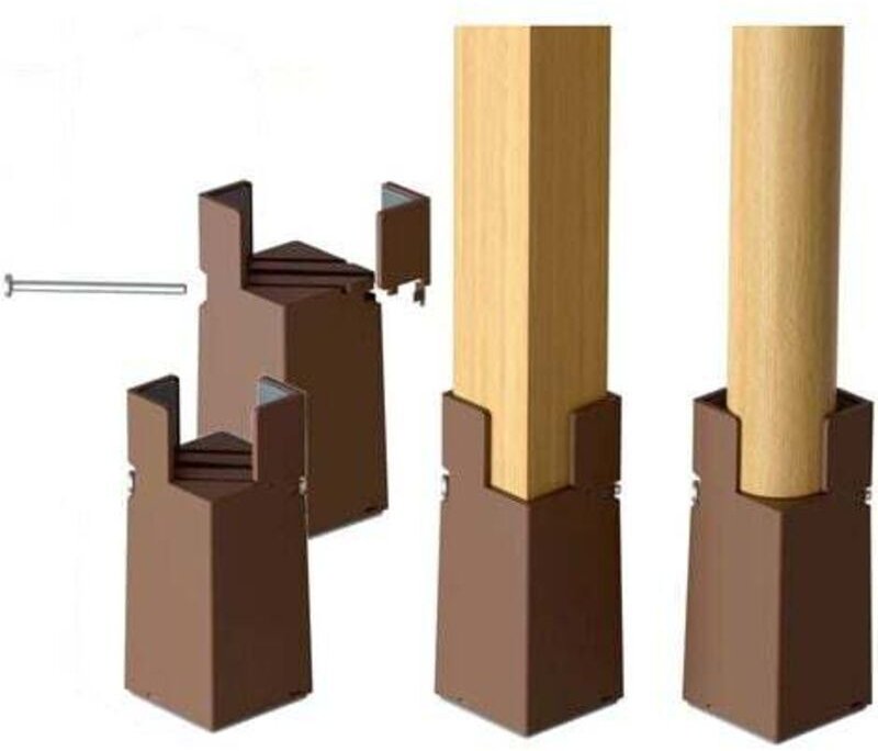 4 verstellbare Bettfüße (22–42 mm), Möbelfüße (10 cm) für Stuhl-, Tisch- und Sofabeine mit Schraubklemmen, braun