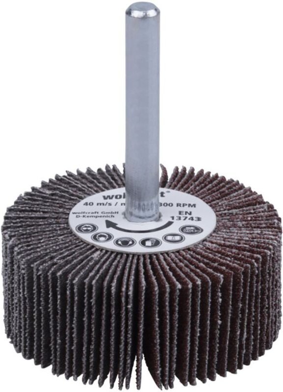 Fächerschleifer K80 ø 50 x 20 mm Schaft 6 mm Bohrmaschinenaufsätze - Wolfcraft