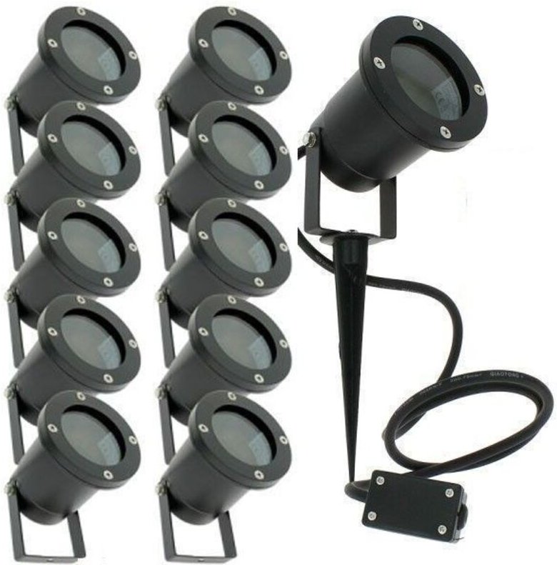 Set mit 10 Außenpfahlscheinwerfern für led GU10 Gartenbeleuchtung