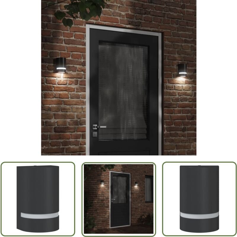 The Living Store Außenwandleuchte Schwarz Aluminiumdruckguss - Outdoor Wandleuchte - Gartenleuchte - LED Wandleuchte - E...