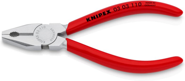 Thumbnail - KNIPEX 03 03 110 Mini-Kombizange mit Kunststoff überzogen verchromt 110 mm