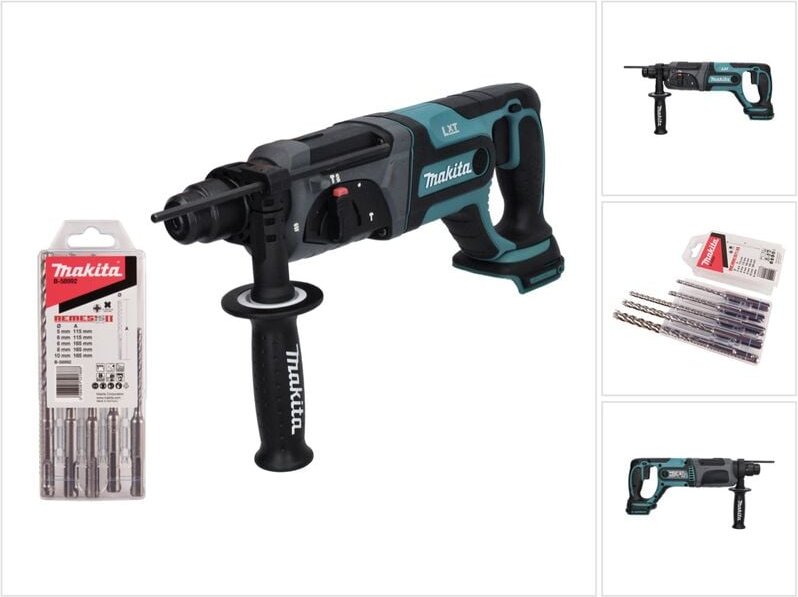 Makita DHR 241 Z Akku Bohrhammer 18 V 2,0 J SDS plus + 5 tlg. Bohrer Set - ohne Akku, ohne Ladegerät