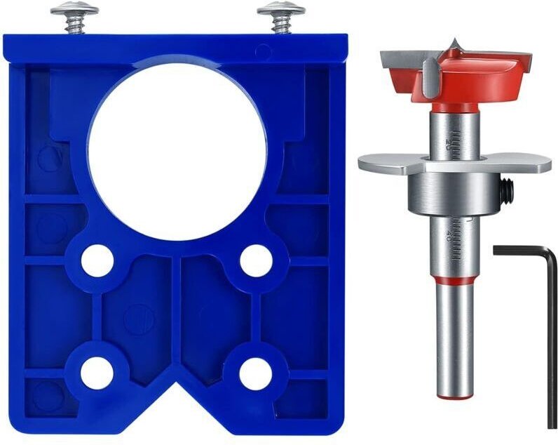 35-mm-Bohrschablone für verdeckte Scharniere, Bohrerset, Bohrhilfe für Schrankscharniere, Montageplatten, Tischlerarbeit...