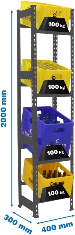 Simonrack Flaschenregal Metall anthrazit 4 Regale