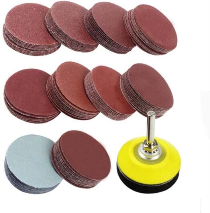Gabrielle 100 Schleifscheiben 50 mm Polier-Schleifscheibe + 1 Polier-Schleifplatte für Bohrer, Schleifpapier, Körnung 80...